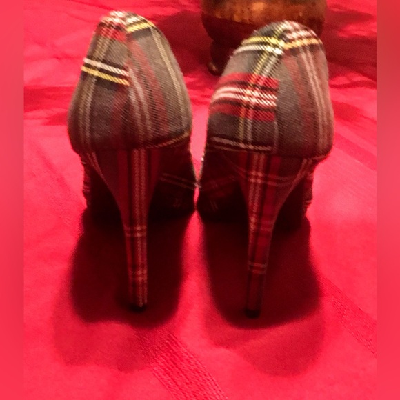 Plaid Fiona Pumps High Heels size 8.5 Plaid Purse Red Black White - Picture 8 of 13